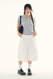 Momo stripe collar crop tee