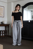 Leather belt string pants