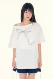 Ribbon unbalanced t-shirt