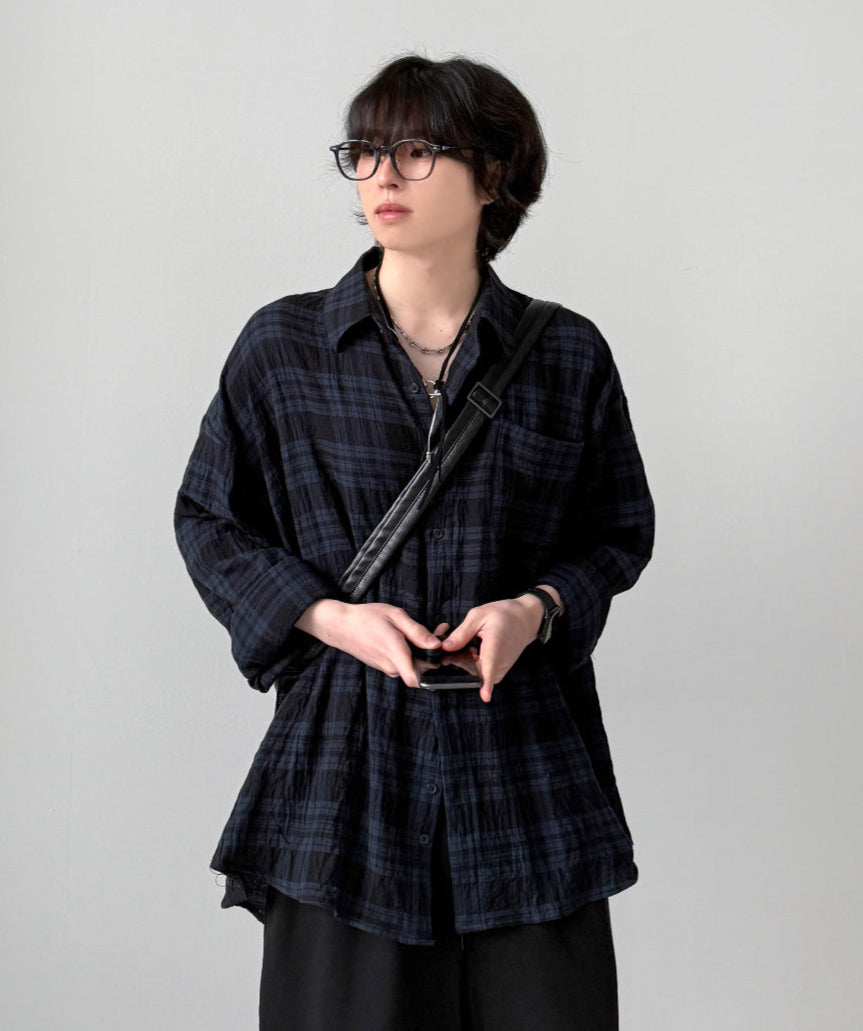 【YOURNUS】Neuron Seersucker Check Shirt YOURNUS (ユアノス) - ニューロンシアサッカーチェックシャツ
