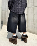 Side Tuck Bermuda Denim