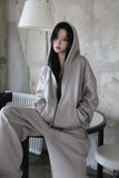 Lining mink fur) Ponpo easy hood zip-up