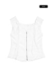 Solvi shirring zip-up blouse