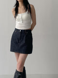 [with cup] Button ribbed sleeveless bra top