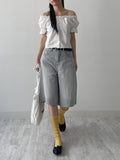 [Short sleeve ver.] Beans Off-Shoulder Crop Blouse