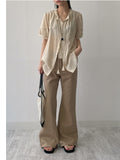 Tassel See-Through Long Short Sleeve Blouse