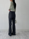 [Skirt SET] Grid pin tuck boot cut slacks