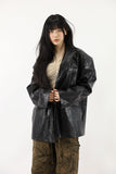 Antique snap crack leather jacket