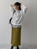 Tuba Wrinkle Banding Long Skirt