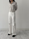 Center Crease Semi Bootcut Denim Pants