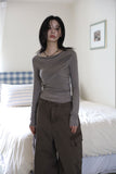 Rib mohair collar cardigan