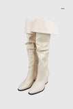 Folding shirring long boots