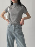 Tom Ribbed Mockneck Half T-Shirt