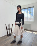 SNAP WRAP SOLID PLEATS SKIRT