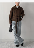 [wool70%] Barnett Wool Belted Short Coat