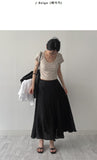 Rib Deep U-neck Short Sleeve T-Shirt