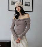 Leaf Twist Off-Shoulder Tee