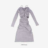 Nail Run Long Sleeveless One Piece + Cardigan Set