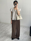 Plain layered short sleeve blouse