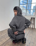 WAFFLE PIGMENT LOOSE HOOD ZIP-UP
