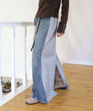 Mixed Easy Denim Long Skirt