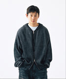 Two Tone Knit Hoodie Zip-Up