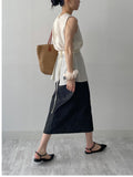 Selvage Slit H-Line Long Skirt