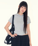 Let henley crop hoodie top