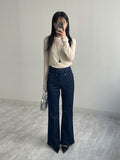 Pocket High Waist Center Crease Bootcut Denim