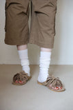 Palm tree suede tassel flip-flops