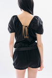 Peahen shirring balloon blouse