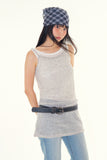 Linen see-through knit one piece