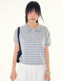Momo stripe collar crop tee