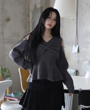 Easel Pearl Ribbon Flare Knit