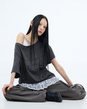HOTFIX ONE-SHOULDER UNBALANCE T-SHIRT