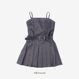 Elfin Belted Pleated One Piece