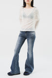 (W) Greyish Low Bootscut Denim