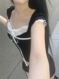 Dotoni Lace Ribbon Top