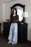 Loose fit studs fringe denim