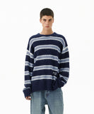 HAIRY STRIPE KNIT SWEATER