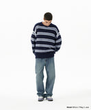 HAIRY STRIPE KNIT SWEATER