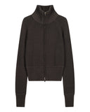 HIGH-NECK TWO-TONE KNIT ZIP-UP