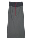 LEATHER STRING TERRY LONG SKIRT