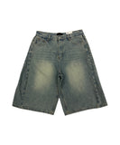 Side Tuck Bermuda Denim