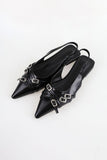 Belted stiletto mules