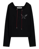 GRAPHIC LEATHER STRING TERRY HOODIE
