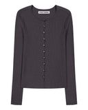 RIBBED BUTTON CARDIGAN