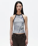 DENIM PRINTED HALTER KNIT