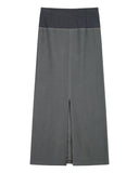 LEATHER STRING TERRY LONG SKIRT