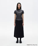 SHIRRING HALF ZIP-UP JERSEY TEE